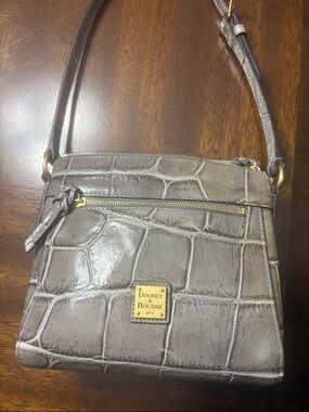 Dooney & Bourke Gray Croc-Embossed Leather Crossbody